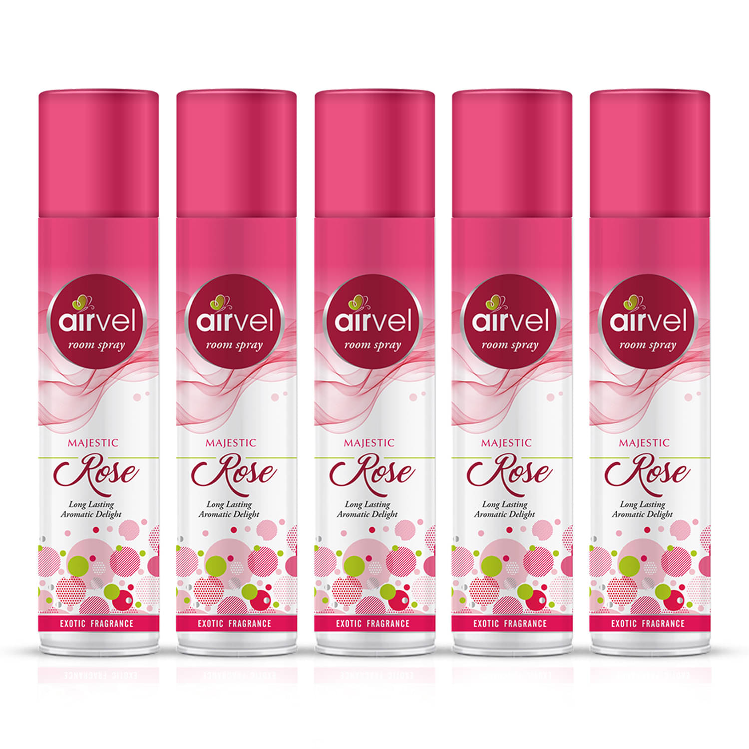     			Airvel Rose Fragrance Room Spray Air Freshener for Home, Bathroom and Car 217ml ( Pack of 5 )