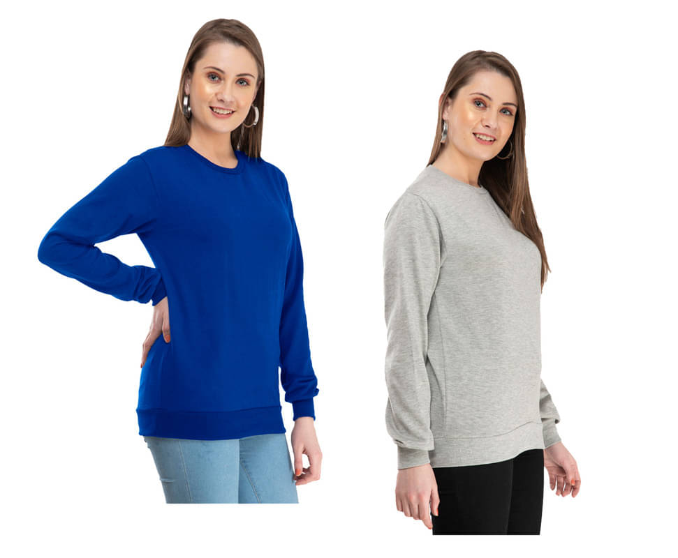     			IndiWeaves Fleece Women's Non Hooded Sweatshirt ( Multi Color )
