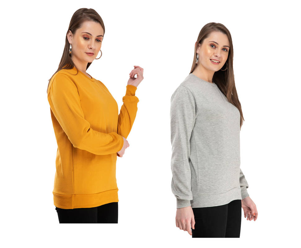 IndiWeaves Women Fleece Round Neck Sweatshirt ( Multicolor )     			IndiWeaves Women Fleece Round Neck Sweatshirt ( Multicolor )