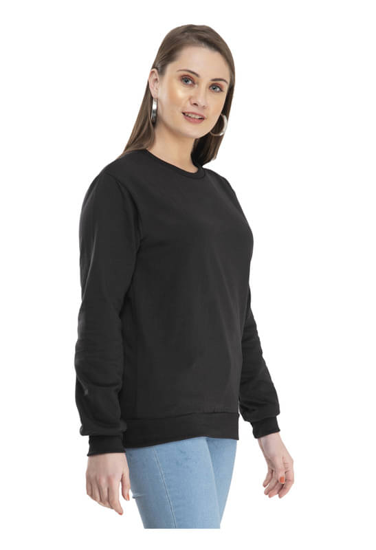 IndiWeaves Fleece Women's Non Hooded Sweatshirt ( Black ) IndiWeaves Fleece Women's Non Hooded Sweatshirt ( Black )