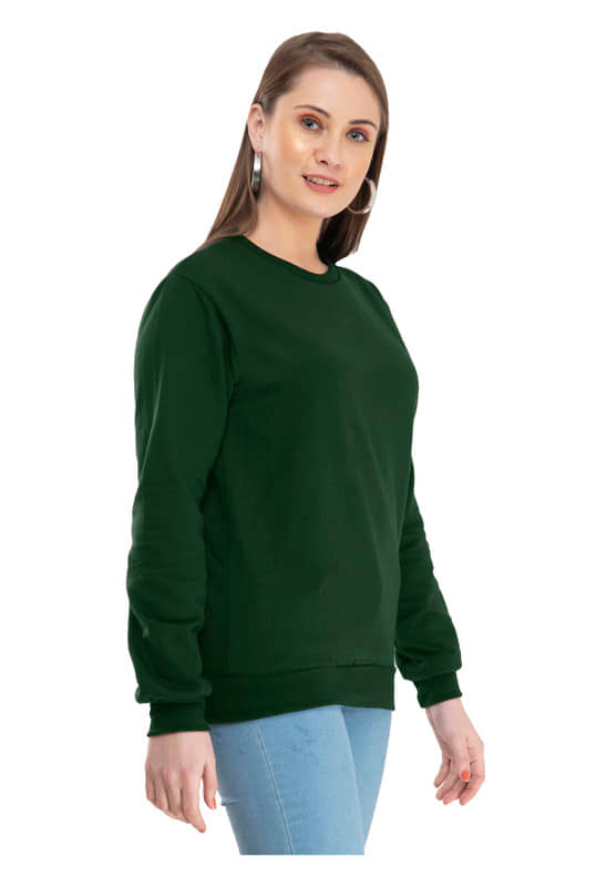 IndiWeaves Fleece Women's Non Hooded Sweatshirt ( Green )