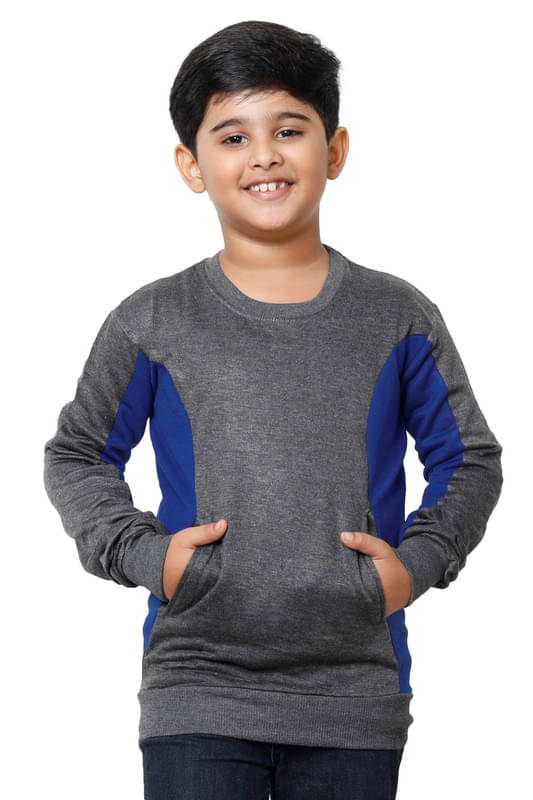     			IndiWeaves Pack of 1 Boys Fleece Sweatshirt ( Silver )