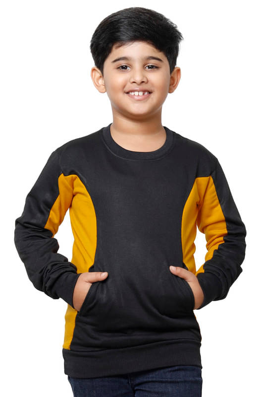     			IndiWeaves Pack of 1 Boys Fleece Sweatshirt ( Black )