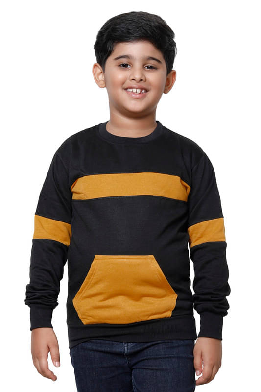     			IndiWeaves Pack of 1 Boys Fleece Sweatshirt ( Black )
