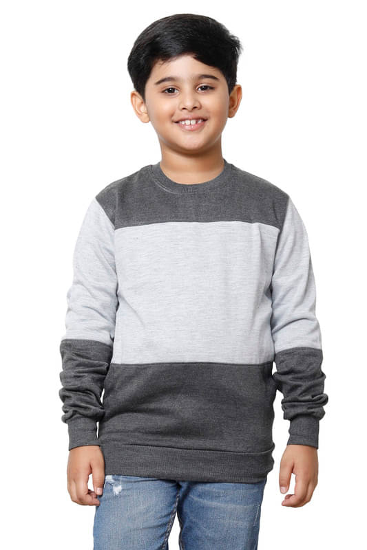     			IndiWeaves Pack of 1 Boys Fleece Sweatshirt ( Grey )
