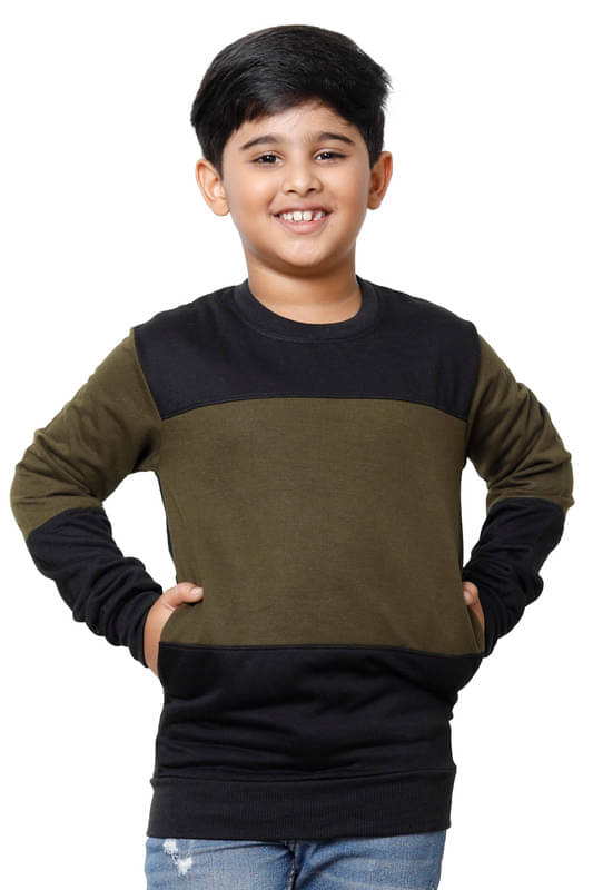     			IndiWeaves Pack of 1 Boys Fleece Sweatshirt ( Brown )