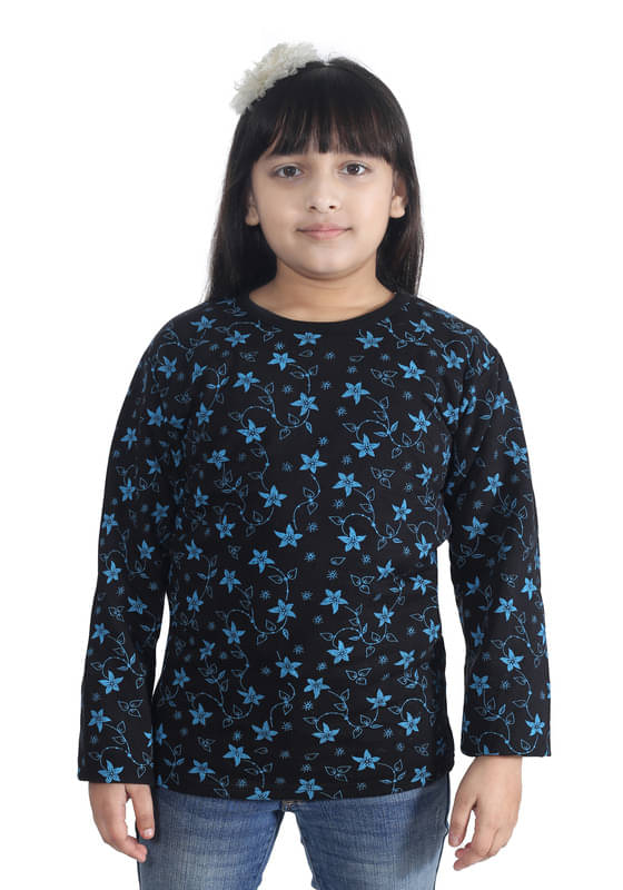     			IndiWeaves Pack of 1 Girls Fleece T-Shirt ( Black )