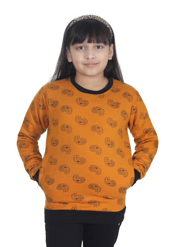     			IndiWeaves Pack of 1 Girls Fleece Sweatshirt ( Yellow )