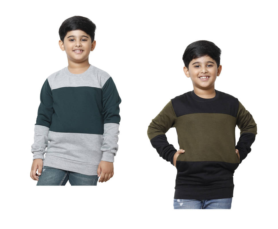     			IndiWeaves Pack of 2 Boys Fleece Sweatshirt ( Multicolor )