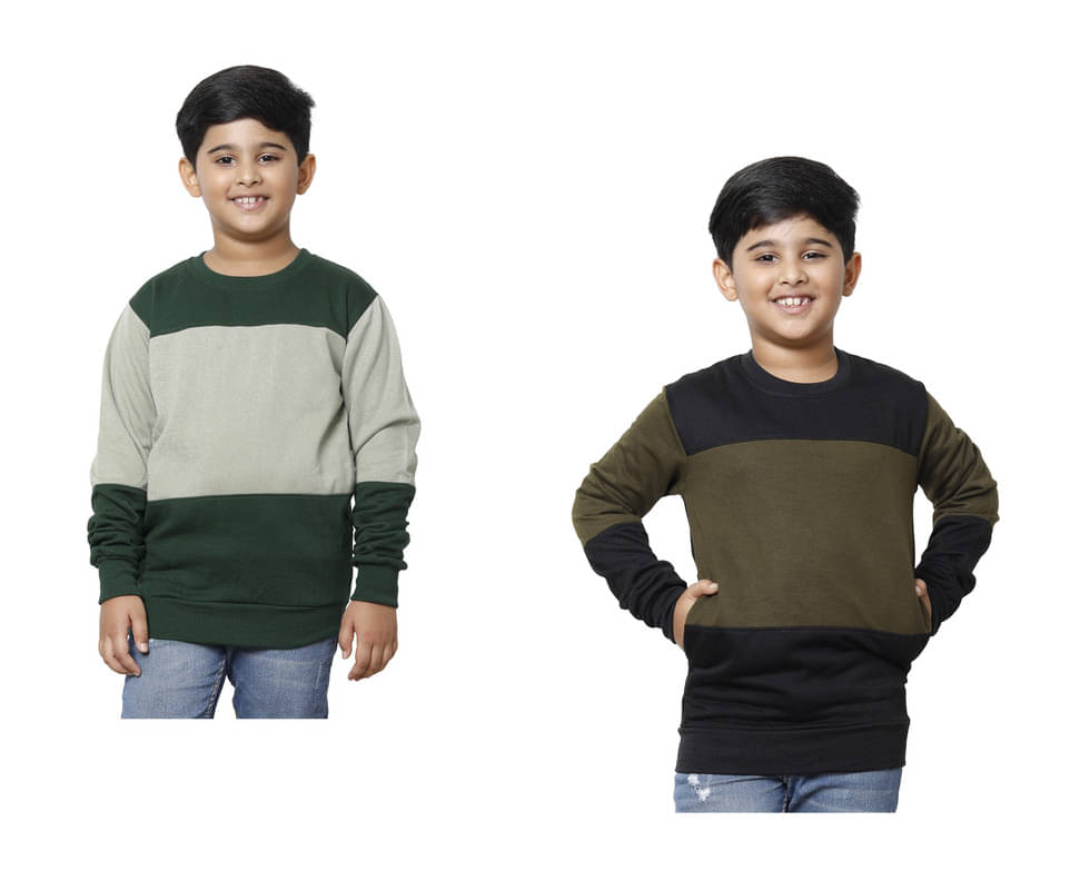     			IndiWeaves Pack of 2 Boys Fleece Sweatshirt ( Multicolor )