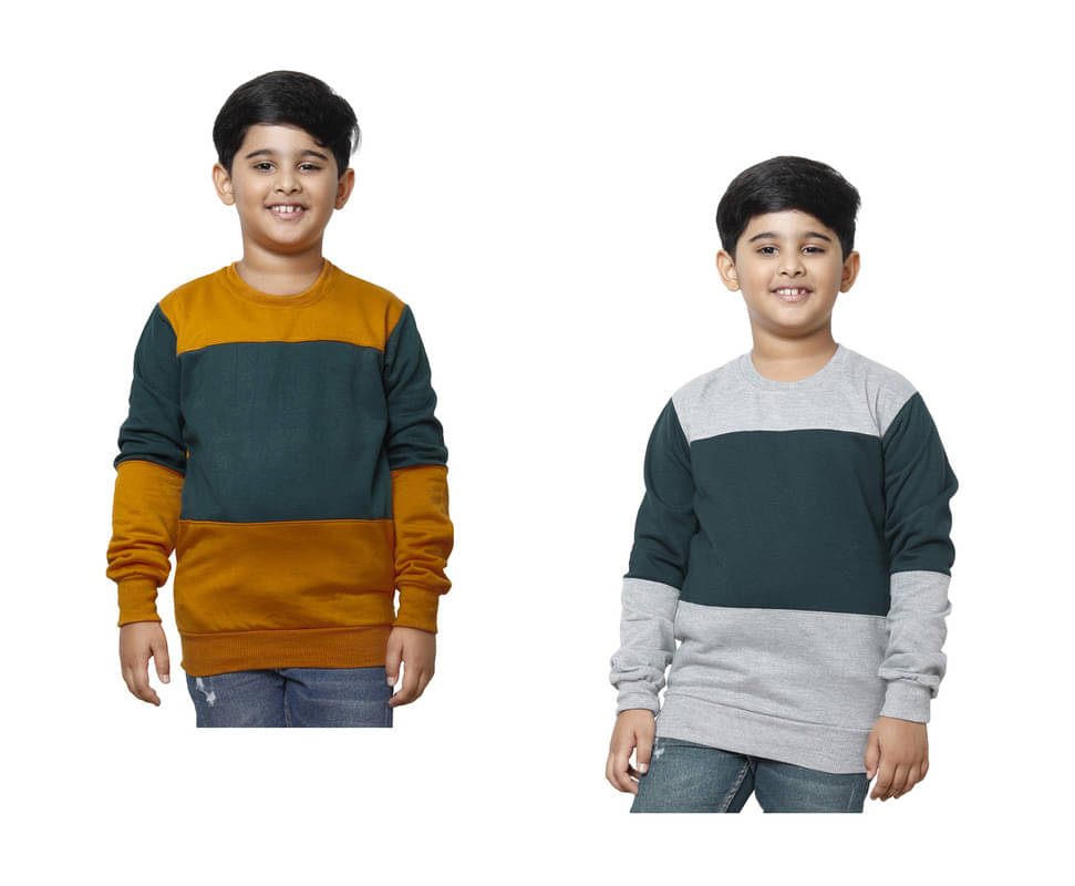     			IndiWeaves Pack of 2 Boys Fleece Sweatshirt ( Multicolor )