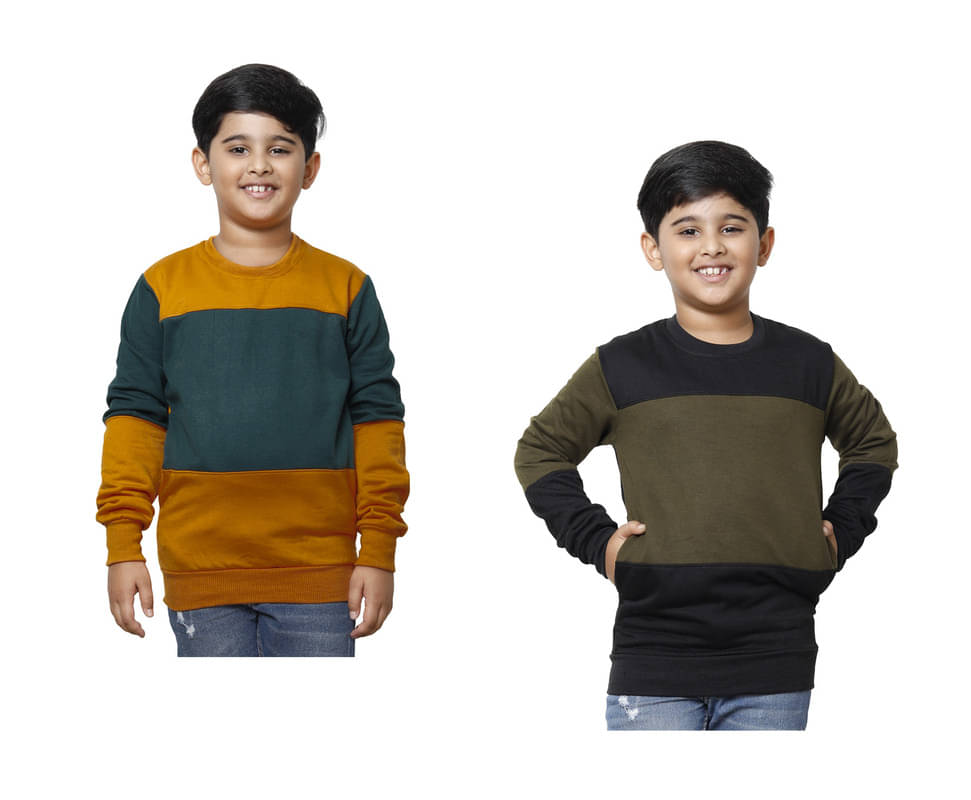     			IndiWeaves Pack of 2 Boys Fleece Sweatshirt ( Multicolor )