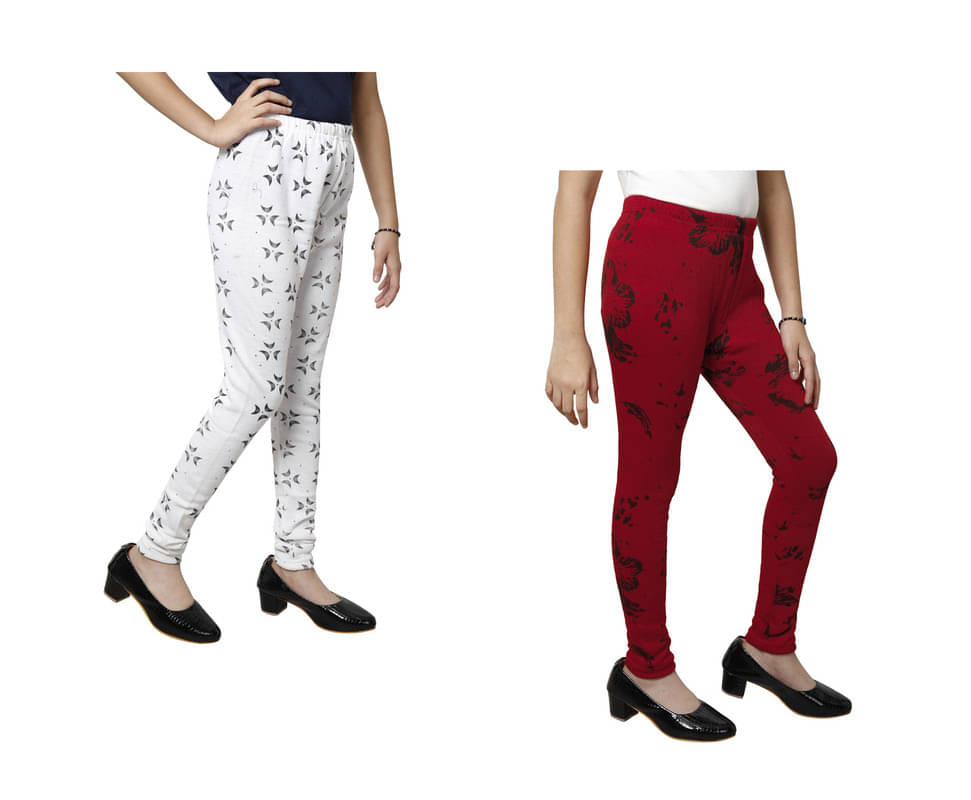     			IndiWeaves Pack of 2 Girls Woollen Leggings ( Multicolor )