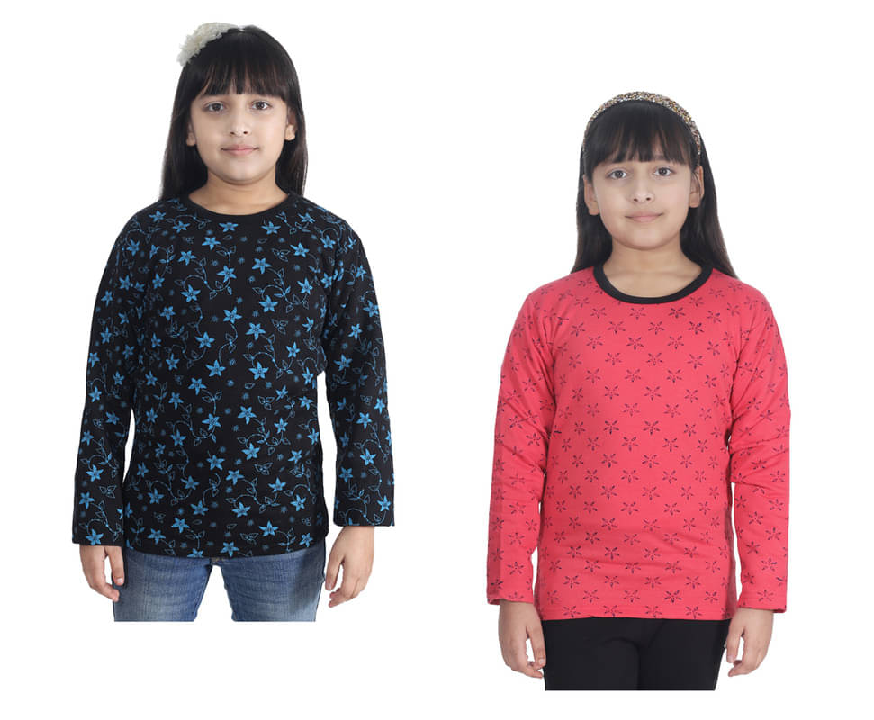     			IndiWeaves Pack of 2 Girls Fleece T-Shirt ( Multicolor )