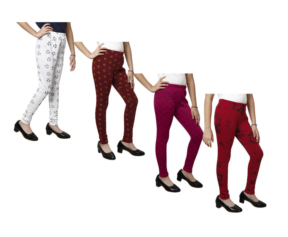     			IndiWeaves Pack of 4 Girls Woollen Leggings ( Multicolor )