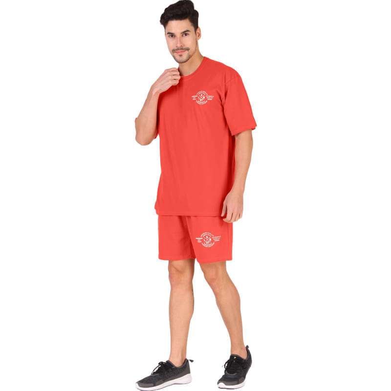     			LONDON HILLS Men's T-shirt With Shorts Co-Ords Set ( Pack of 1 , Orange )