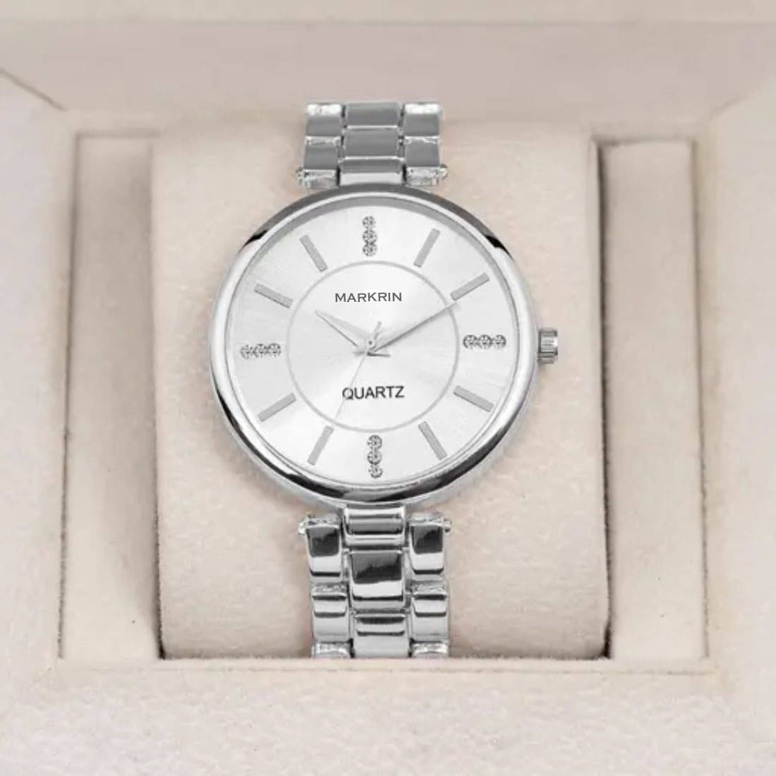     			MARKRIN Silver Metal Analog Womens Watch