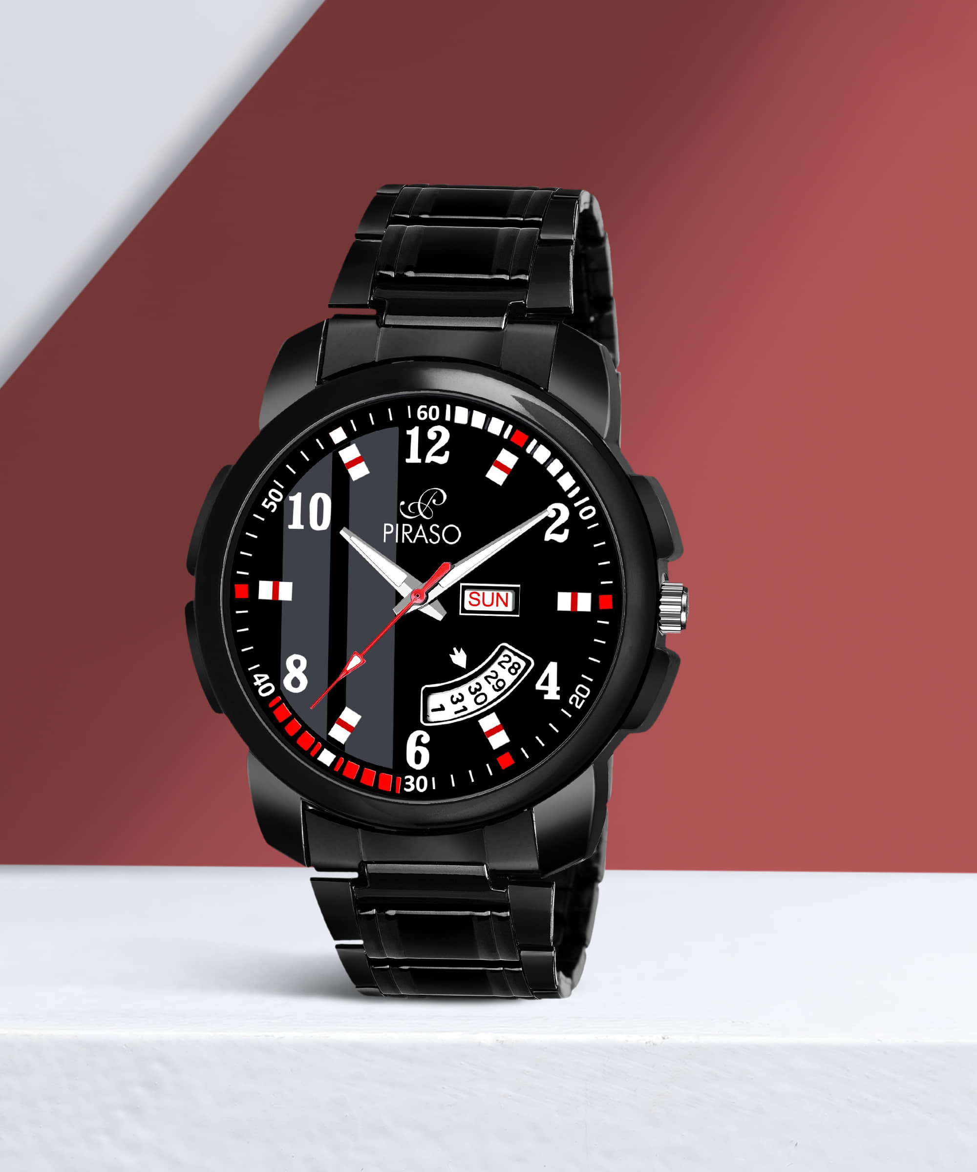 PIRASO Black Stainless Steel Analog Men's Watch