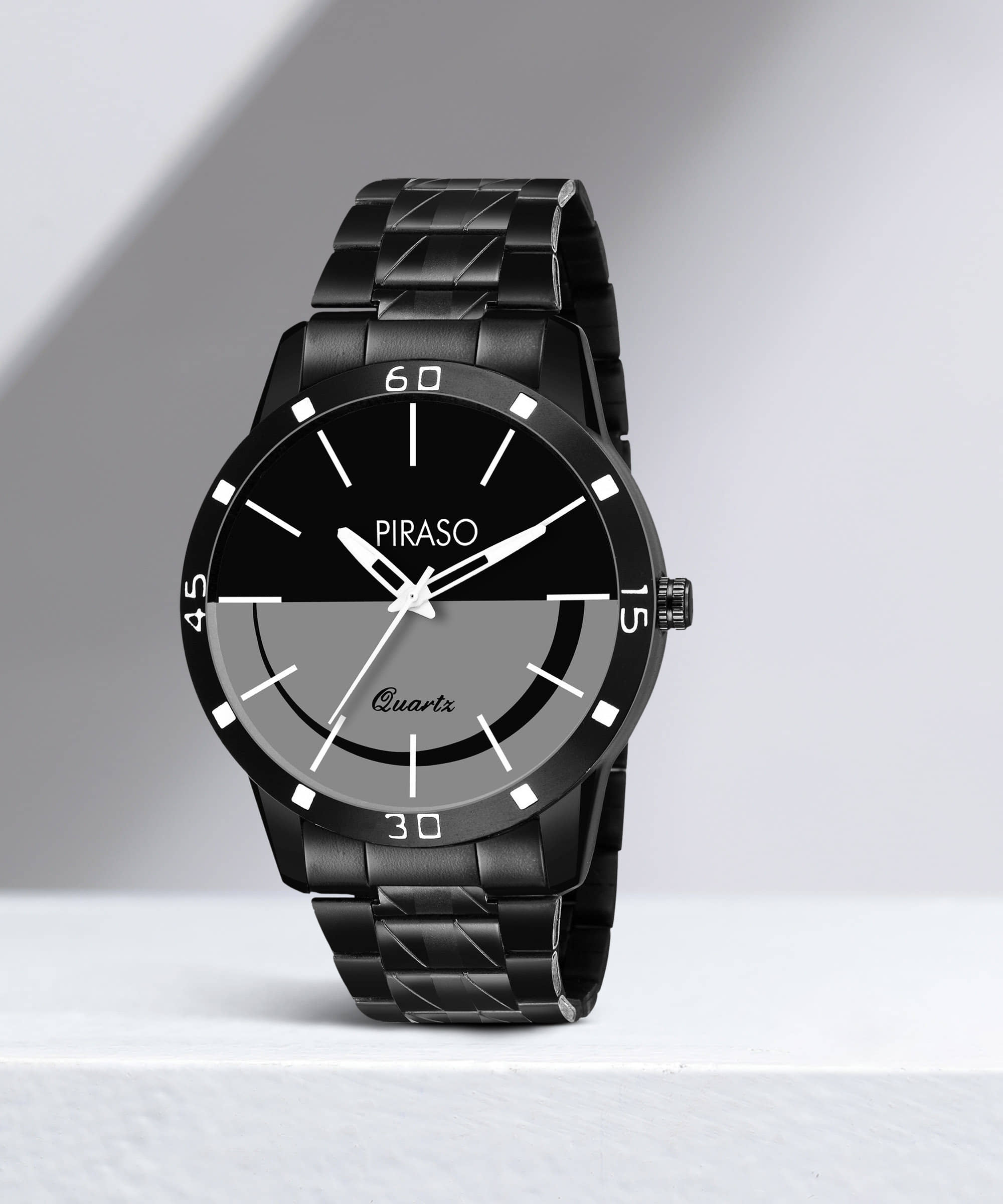 PIRASO Black Stainless Steel Analog Men's Watch