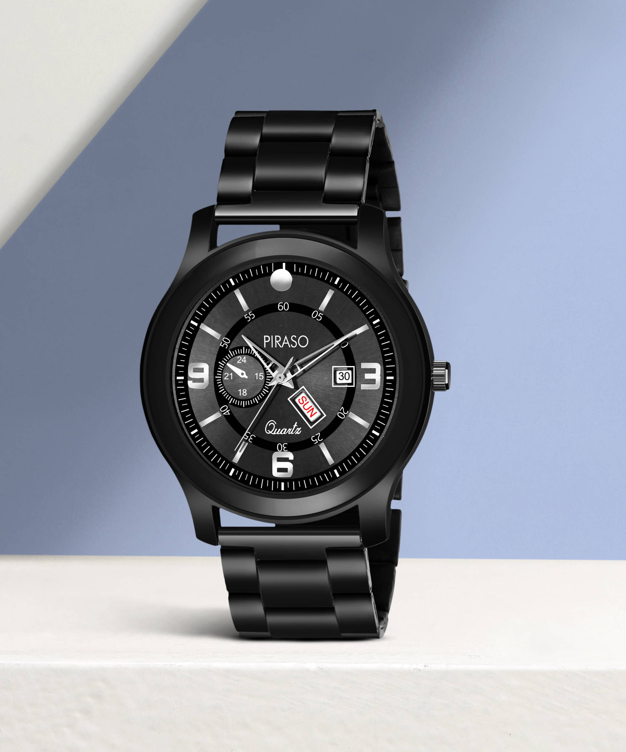     			PIRASO Black Stainless Steel Analog Men's Watch