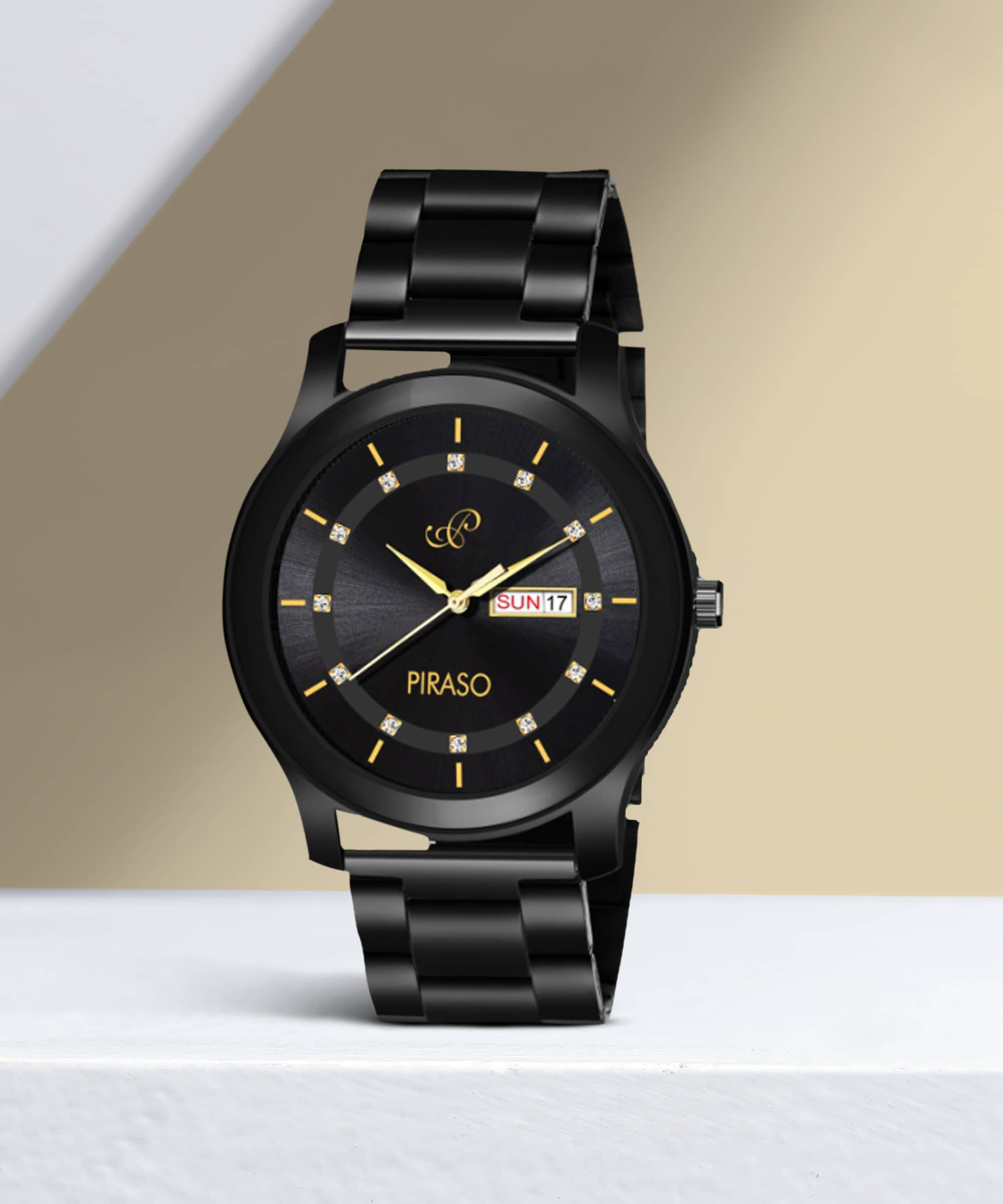 PIRASO Black Stainless Steel Analog Men's Watch
