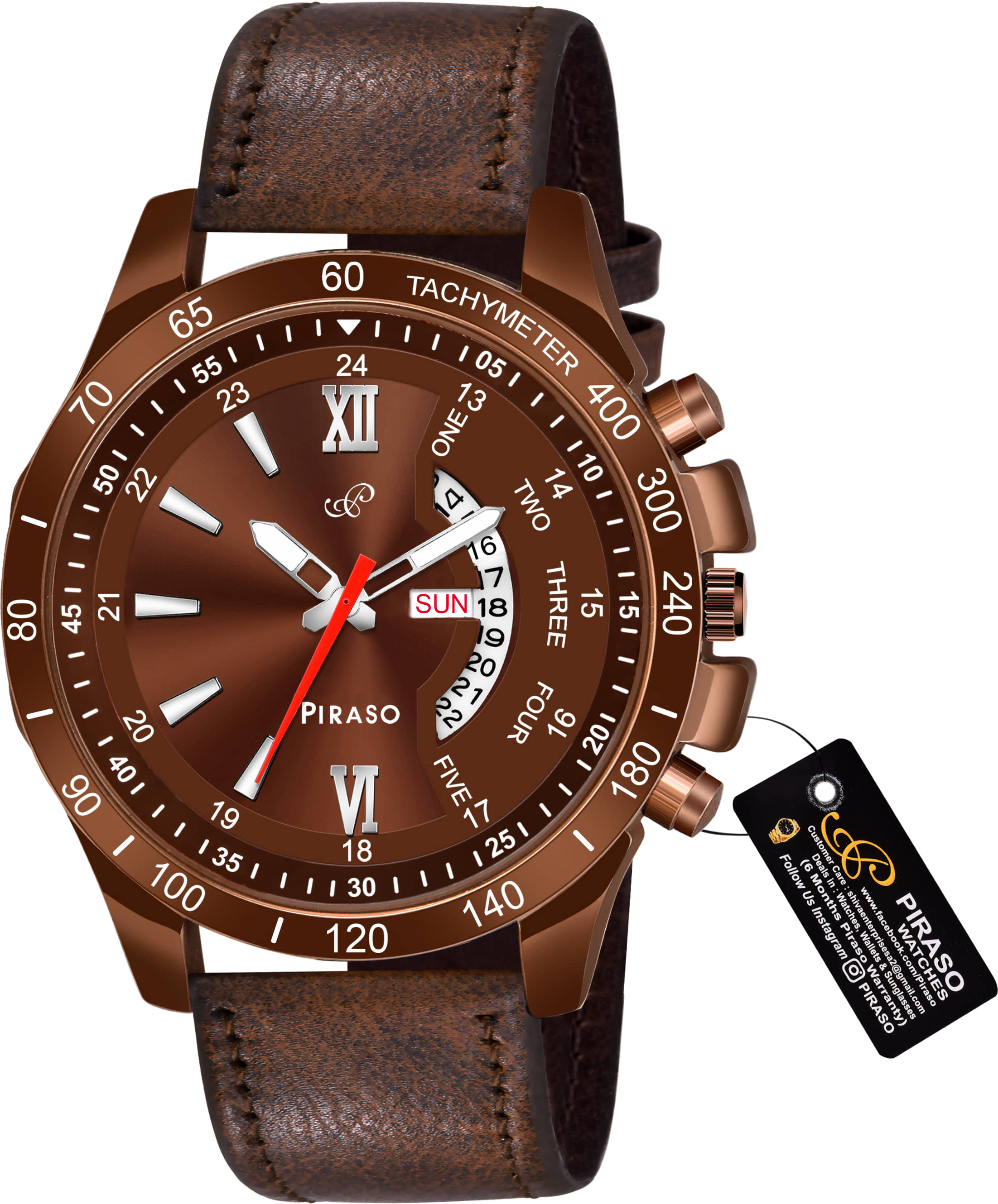 PIRASO Brown Leather Analog Men's Watch