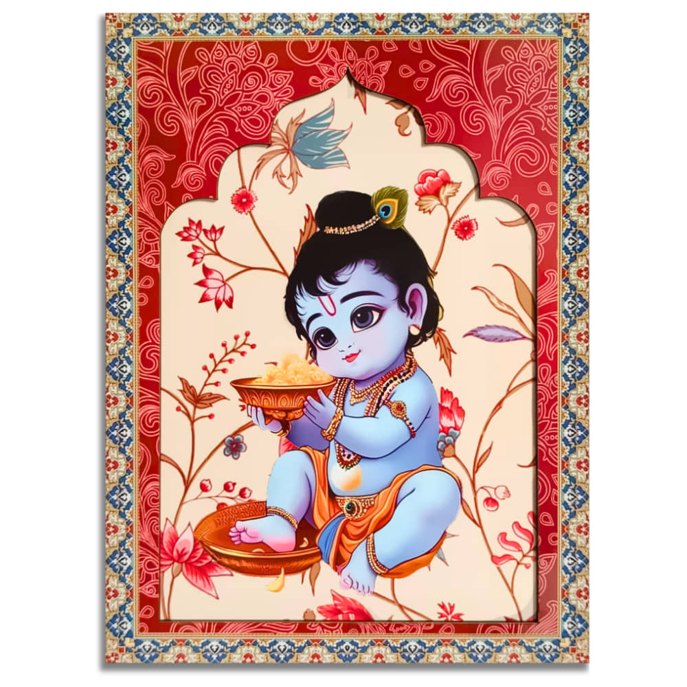 Positive Vibe Lifestyle Wood Krishna Wall Art Wall Sculpture Multi - Pack of 1