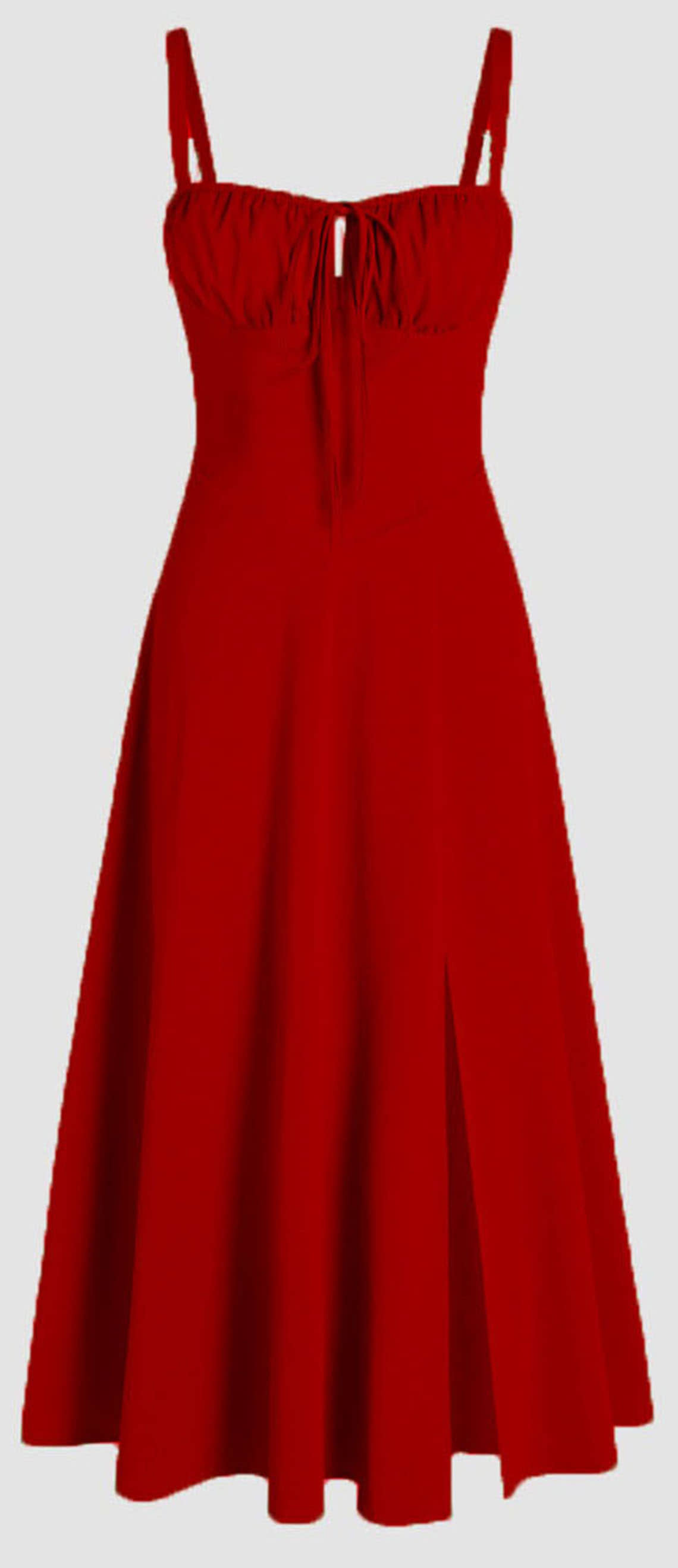 Traquila Women Crepe Solid A-line Dress ( Red )