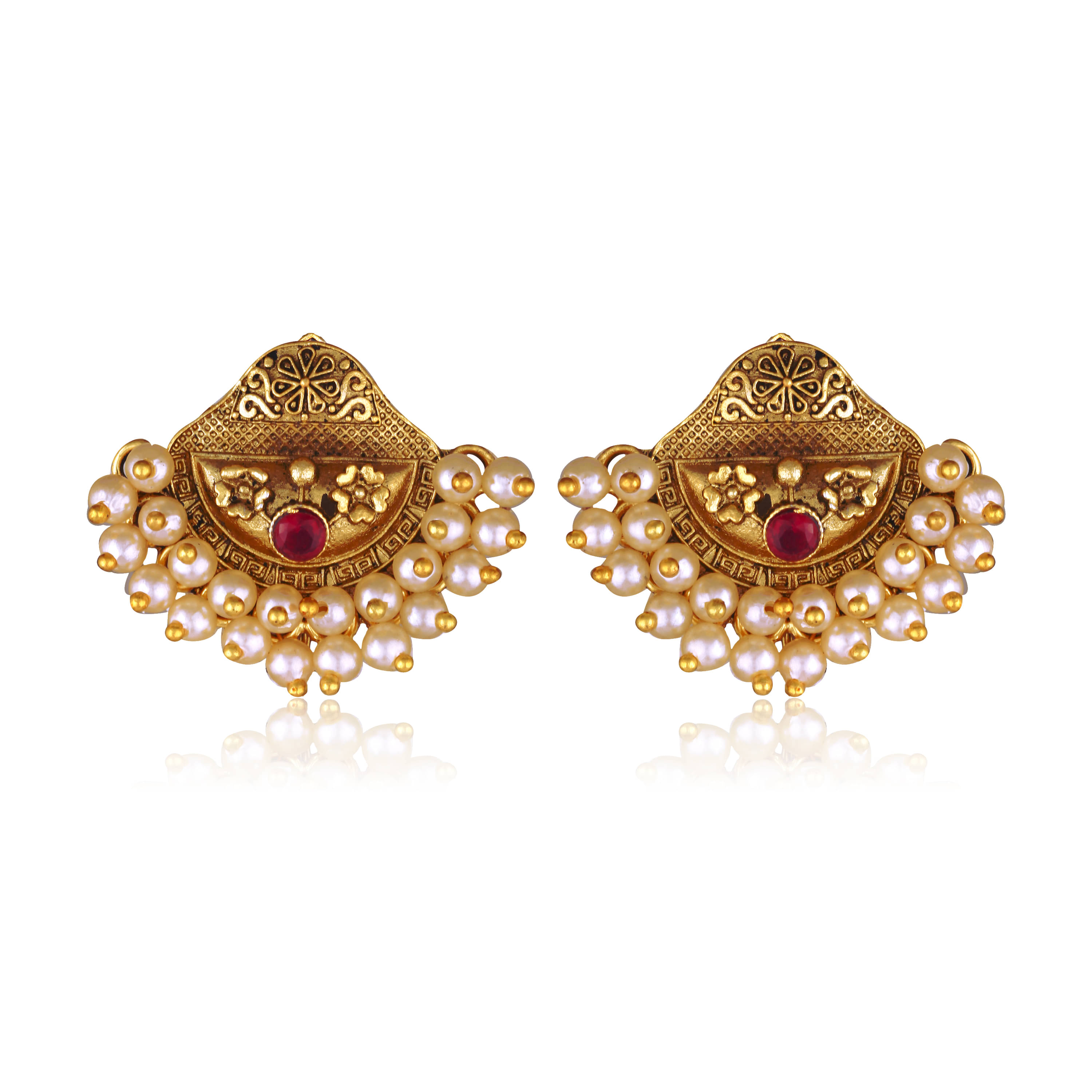     			VIVASTRI Red Stud Earrings ( Pack of 1 )