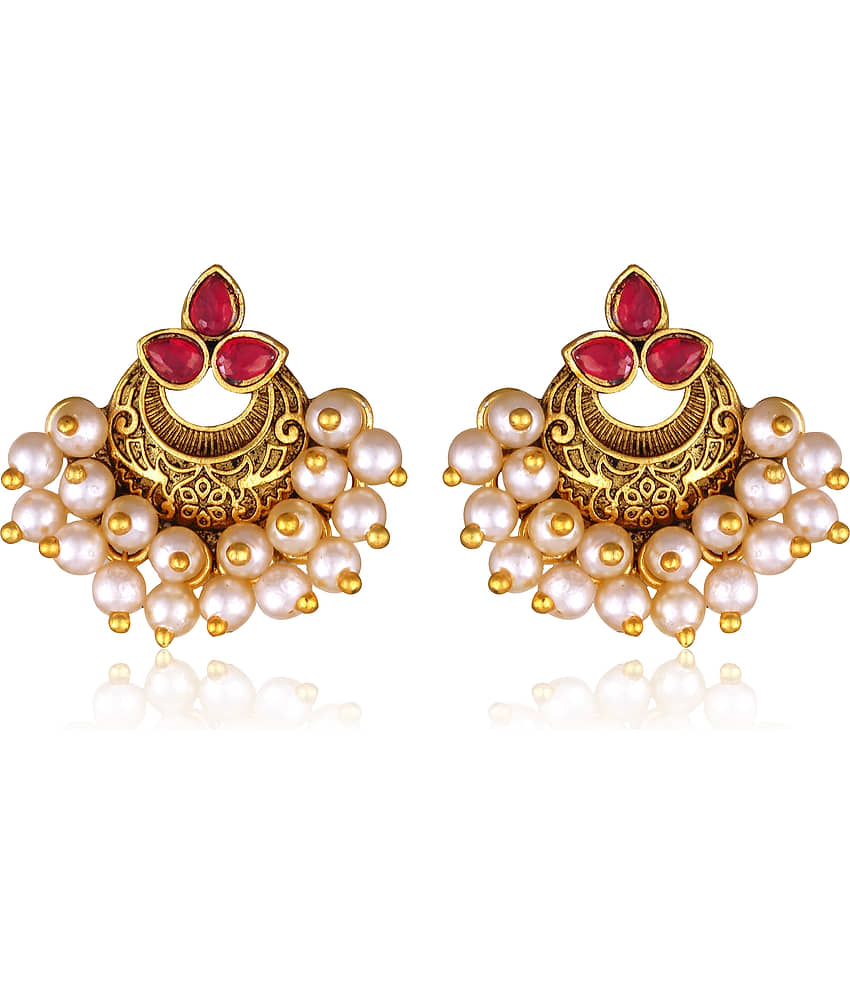 VIVASTRI Red Stud Earrings ( Pack of 1 ) - Earrings | Buy online on ZillyBuy