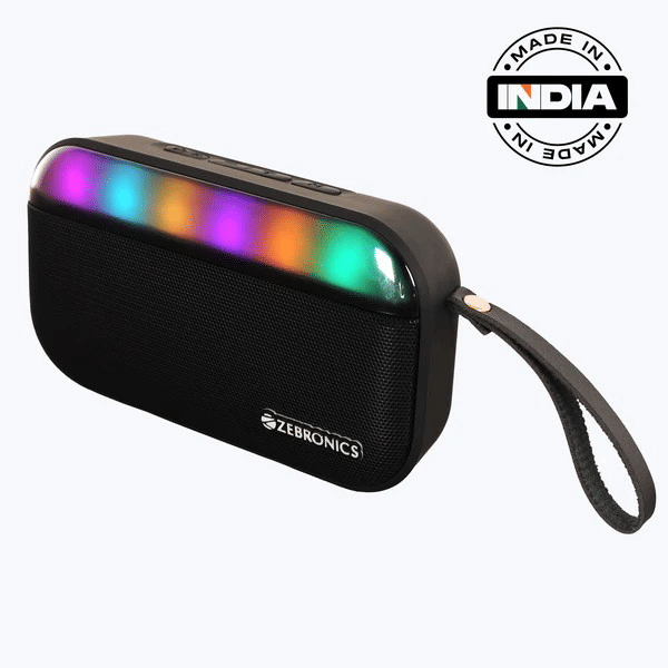     			Zebronics county 7 8 W Bluetooth Speaker Bluetooth V 5.3 with USB,SD card Slot Playback Time 15 hrs Black