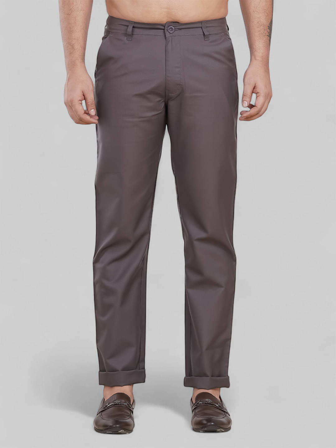     			plounge Regular Flat Men's Formal Trouser - Dark Grey ( Pack of 1 )