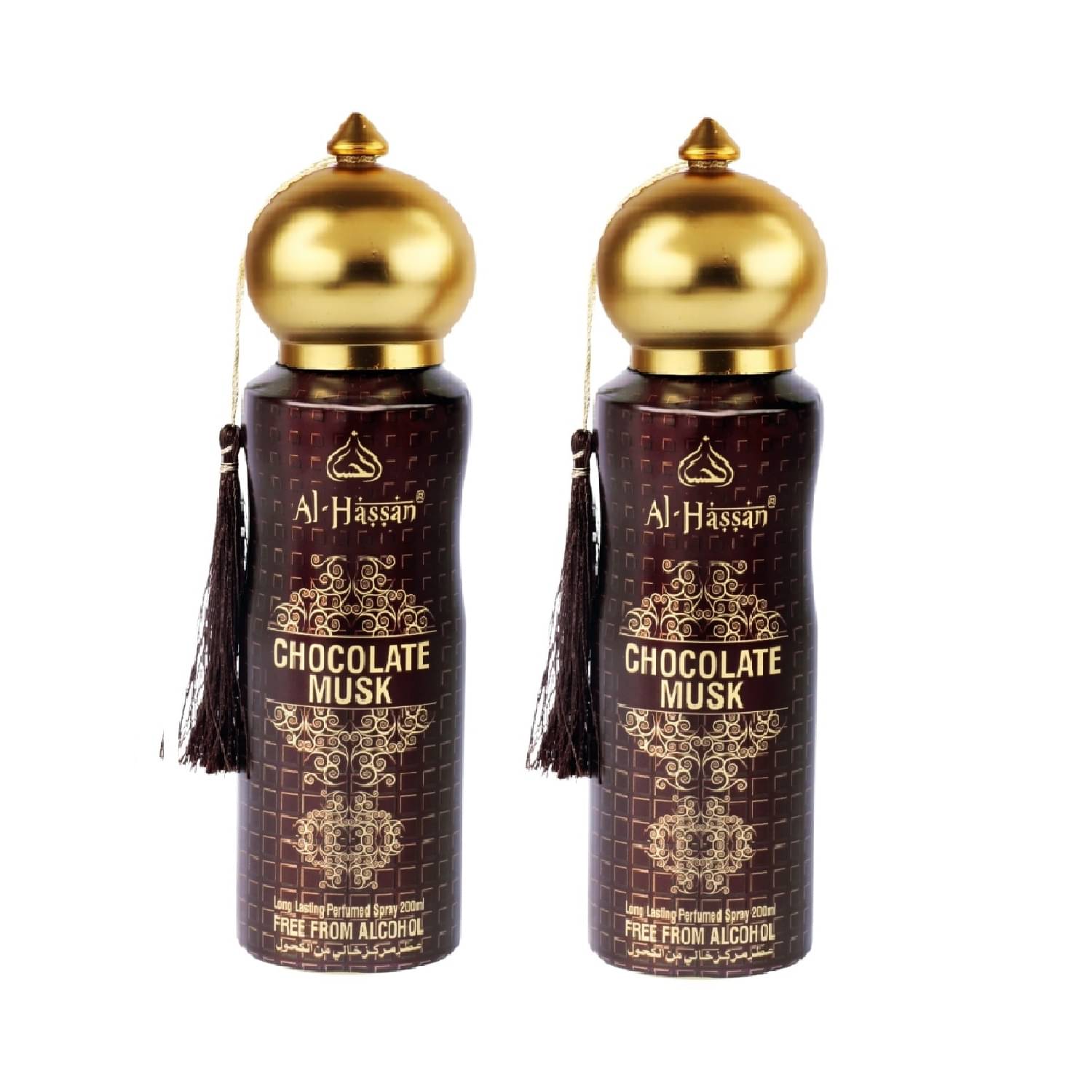 Al - Hassan Chocolate Musk Deodorant Spray & Roll-on for Unisex 400 ml ( Pack of 2 )     			Al - Hassan Chocolate Musk Deodorant Spray & Roll-on for Unisex 400 ml ( Pack of 2 )