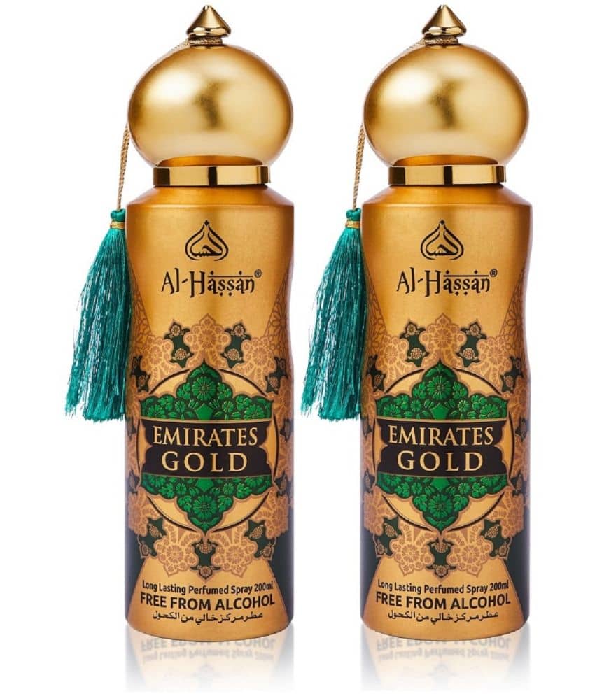 Al - Hassan Emirates Gold Deodorant Spray for Unisex 400 ml ( Pack of 2 )