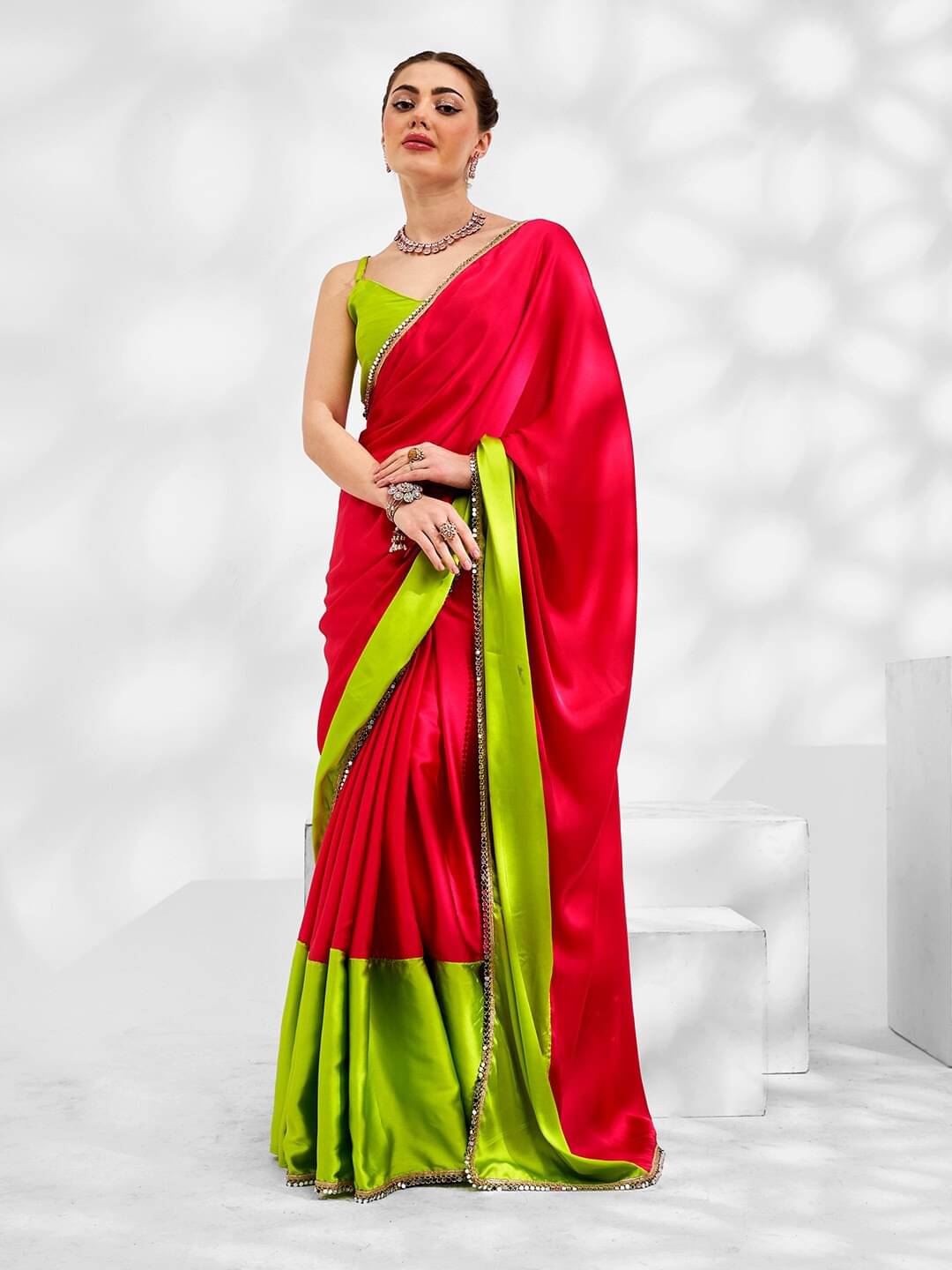 DIKONA DESIGNER Crepe Cut Outs Saree With Unstitched Blouse Piece ( Pink ) DIKONA DESIGNER Crepe Cut Outs Saree With Unstitched Blouse Piece ( Pink )