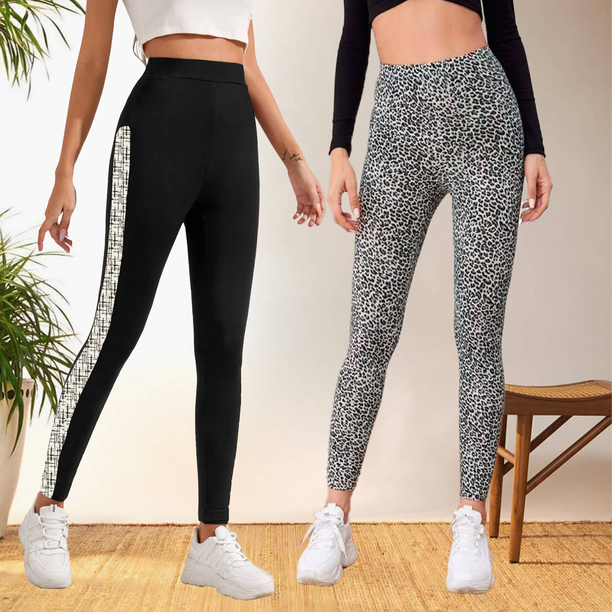 DTR FASHION - Cotton Blend Regular Fit Multicolor Women's Jeggings ( Pack of 2 )