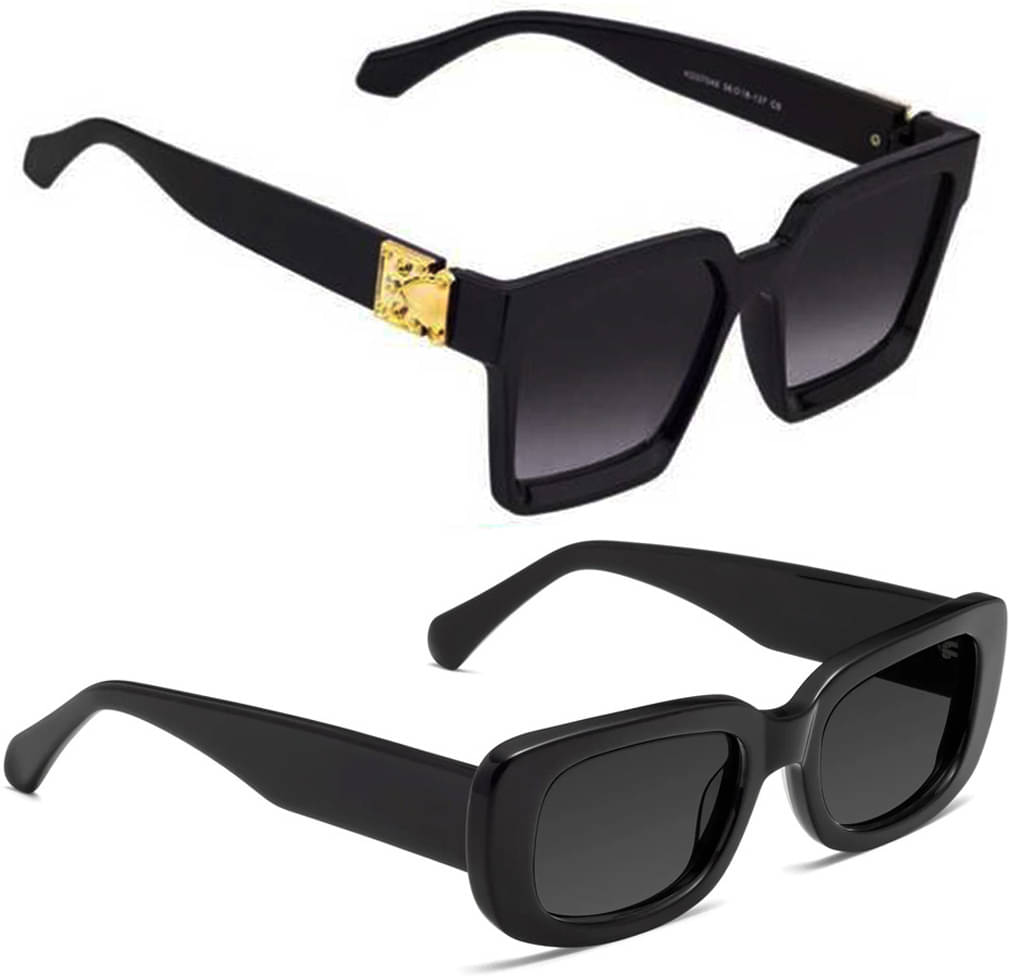 Elligator Black Rectangular Sunglasses ( Pack of 2 ) Elligator Black Rectangular Sunglasses ( Pack of 2 )