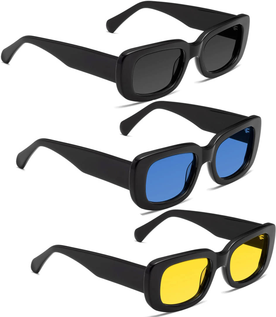 Elligator Black Rectangular Sunglasses ( Pack of 3 ) Elligator Black Rectangular Sunglasses ( Pack of 3 )