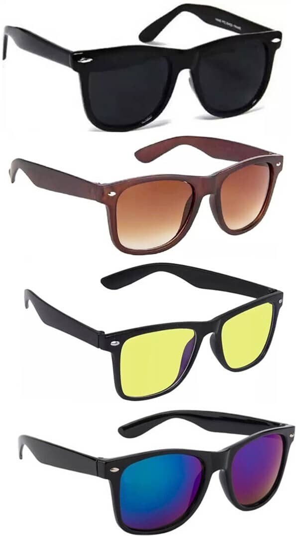 Elligator Black Rectangular Sunglasses ( Pack of 4 ) - Sunglasses | Buy online on ZillyBuy