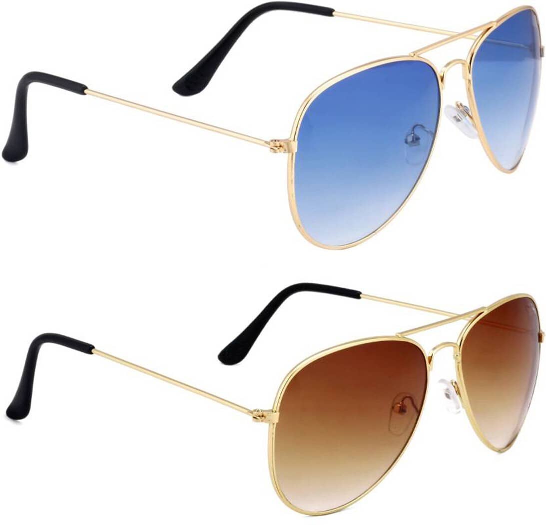 Elligator Gold Oval Sunglasses ( Pack of 2 ) - Sunglasses | Buy online on ZillyBuy