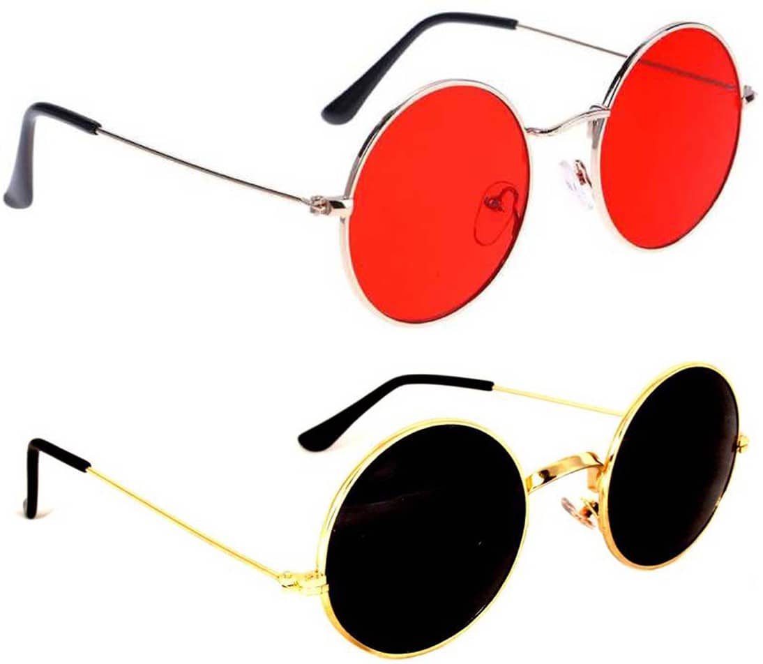 Elligator Gold Round Sunglasses ( Pack of 2 ) - Sunglasses | Buy online on ZillyBuy