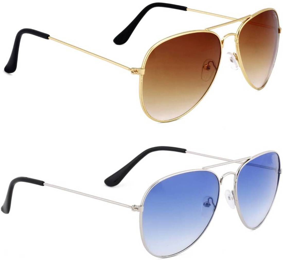 Elligator Multicolor Oval Sunglasses ( Pack of 2 ) Elligator Multicolor Oval Sunglasses ( Pack of 2 )