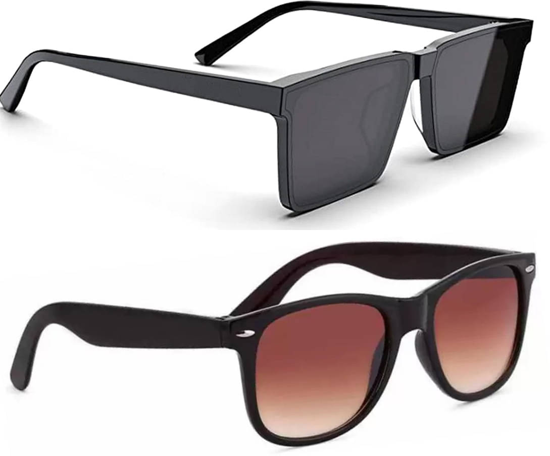     			Elligator Multicolor Rectangular Sunglasses ( Pack of 2 )