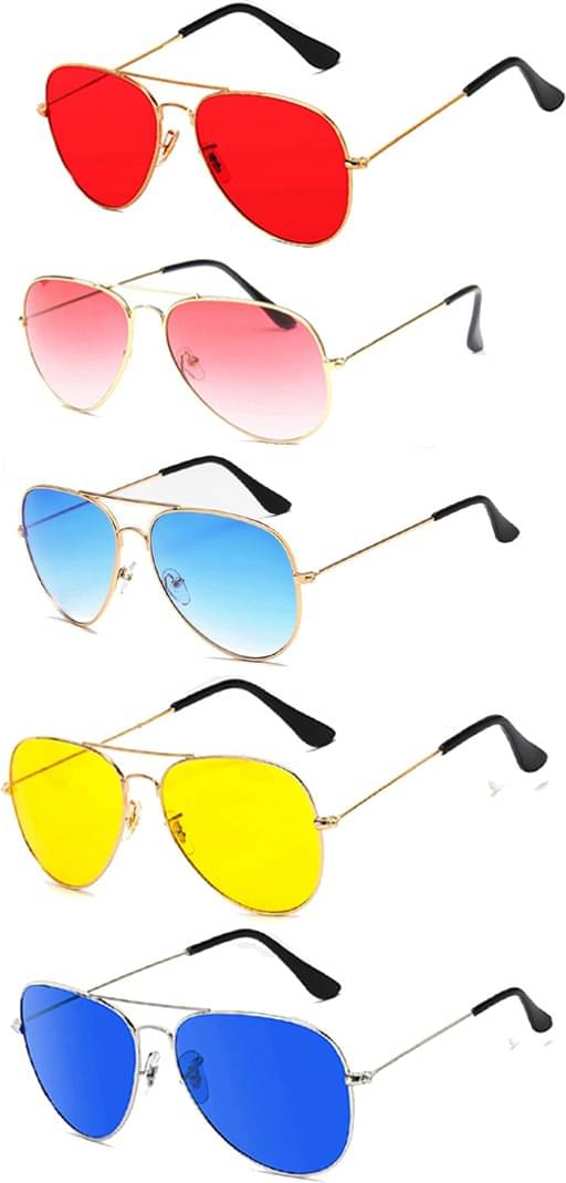     			Elligator Multicolor Rectangular Sunglasses ( Pack of 5 )