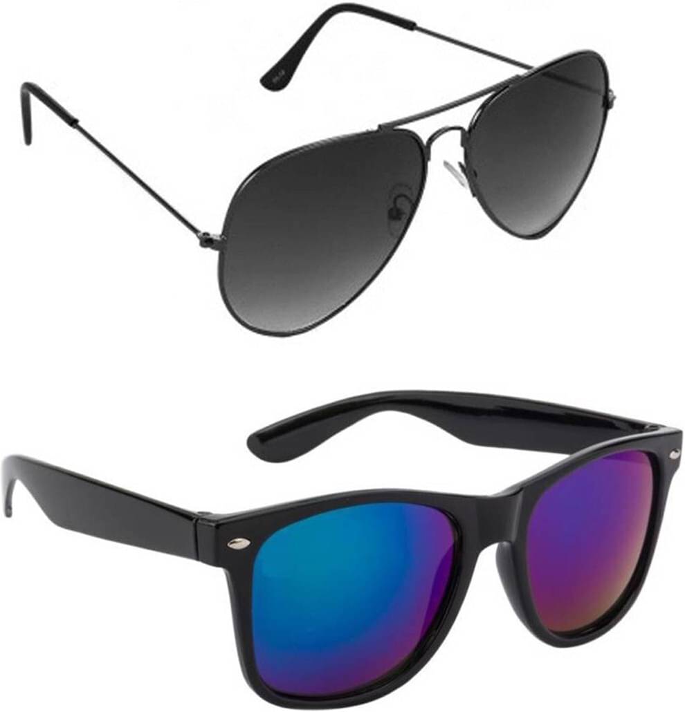     			Elligator Multicolor Rectangular Sunglasses ( Pack of 2 )