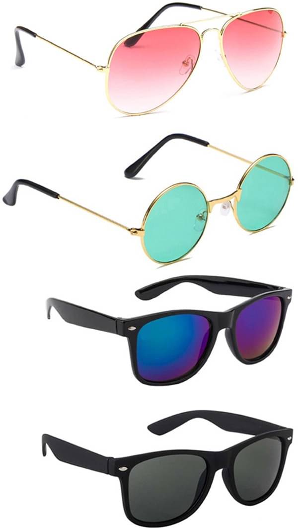 Elligator Multicolor Rectangular Sunglasses ( Pack of 4 ) Elligator Multicolor Rectangular Sunglasses ( Pack of 4 )