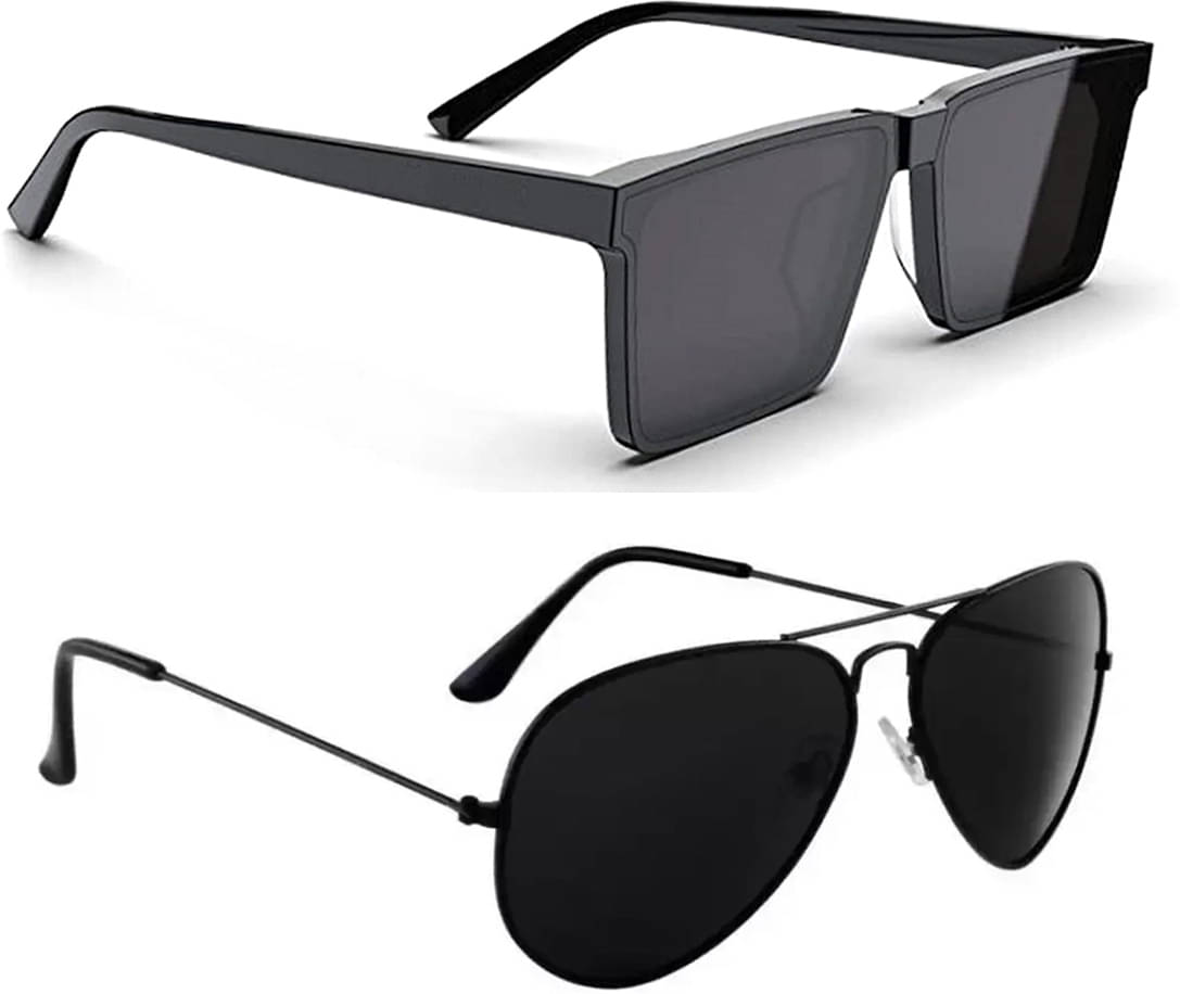 Elligator Multicolor Rectangular Sunglasses ( Pack of 2 ) Elligator Multicolor Rectangular Sunglasses ( Pack of 2 )