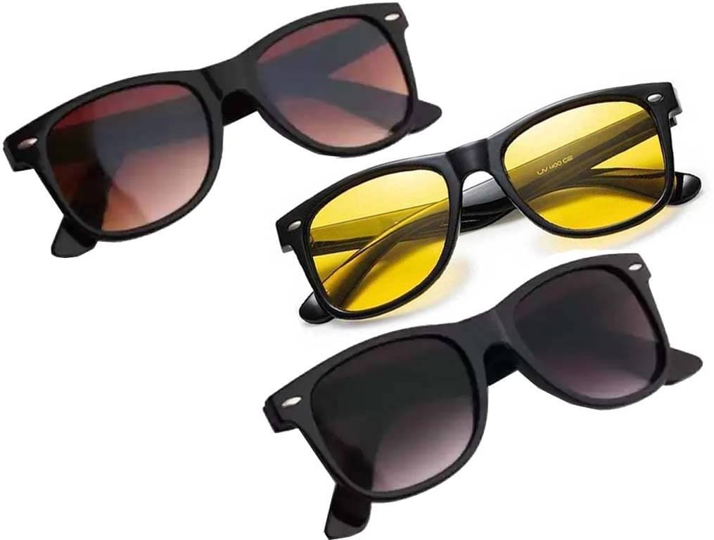 Elligator Multicolor Rectangular Sunglasses ( Pack of 3 ) Elligator Multicolor Rectangular Sunglasses ( Pack of 3 )