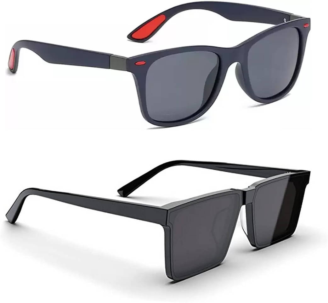     			Elligator Multicolor Rectangular Sunglasses ( Pack of 2 )