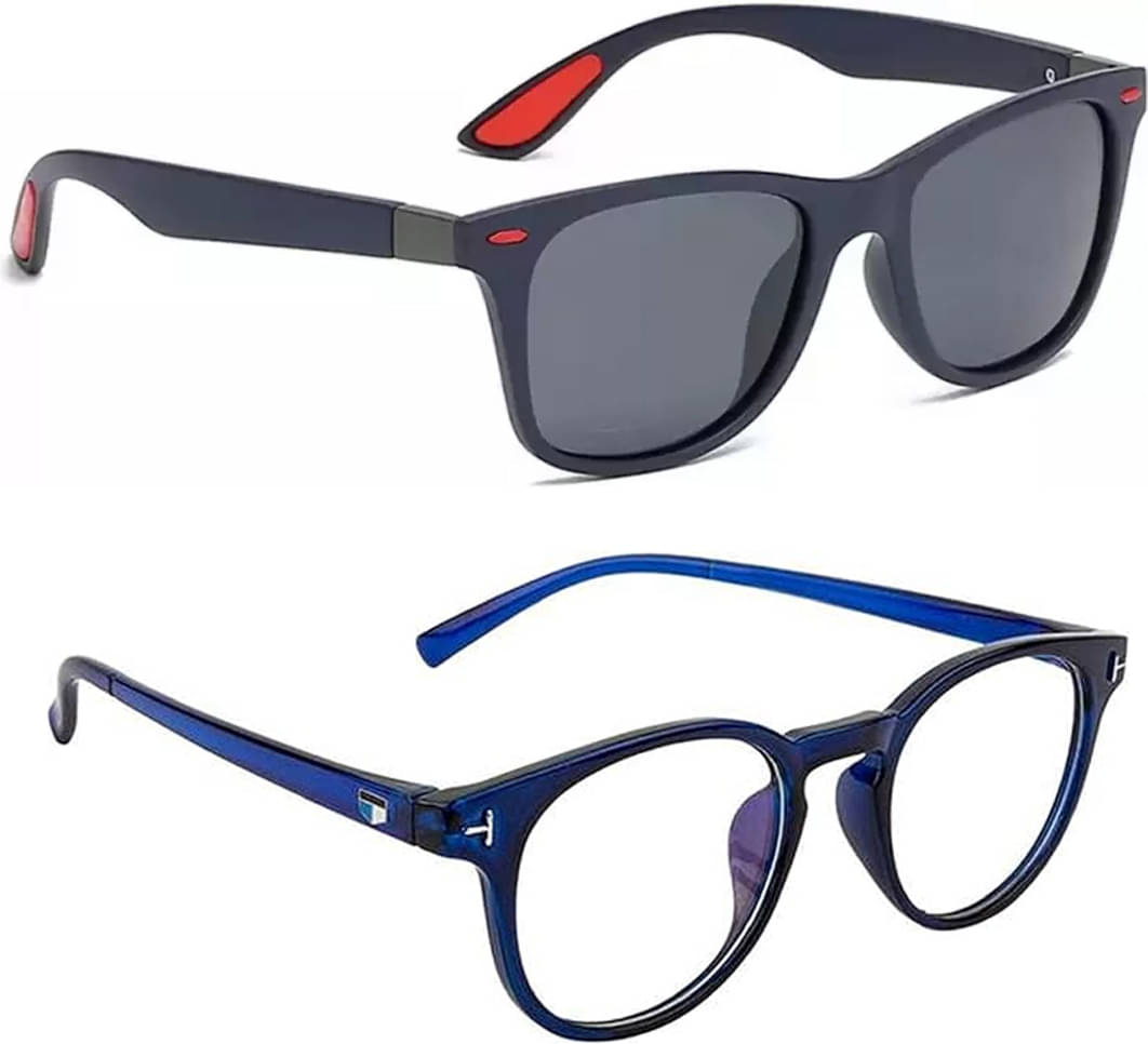     			Elligator Multicolor Rectangular Sunglasses ( Pack of 2 )